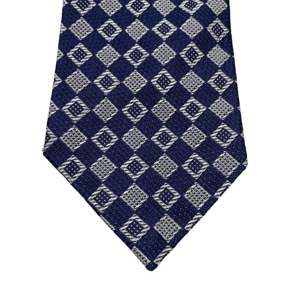 Vintage Men's Tie Necktie Wide  Blue Acetate Geometric MCM Boscov's Dept Store
